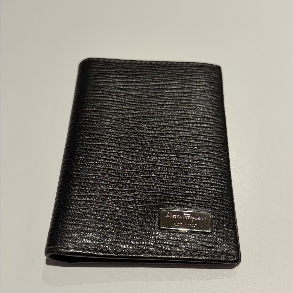 Salvatore Ferragamo Textured Black Card Holder
